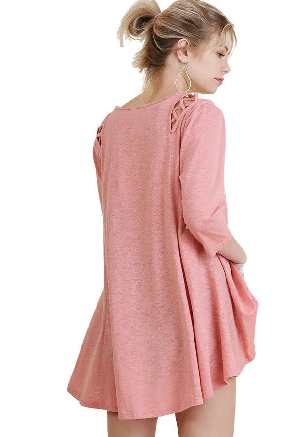 Criss Cross Cutout Detail Tunic, Salmon