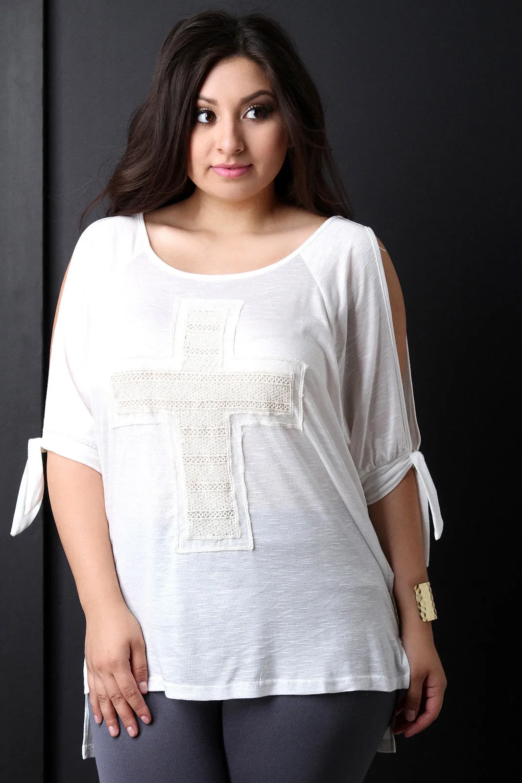 Crochet Cross Cold Shoulder Tunic Top