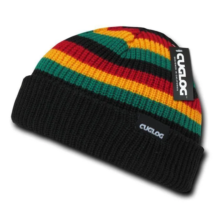 Cuglog Beanies Rasta Sailor Striped Knit 3 Tone Winter Skull Caps Hats Ski Warm