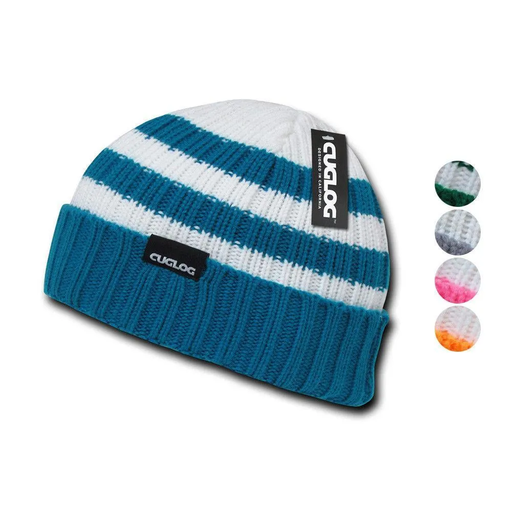 Cuglog Sailor Beanies Colorful Striped Cuffed Cable Knit Skull Caps Hats Winter