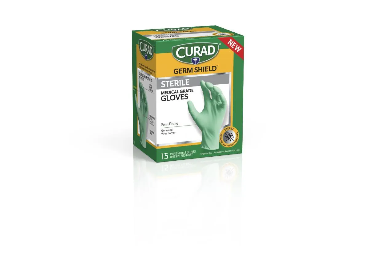 CURAD Germ Shield Powder-Free Sterile Nitrile Exam Gloves (case of 24)