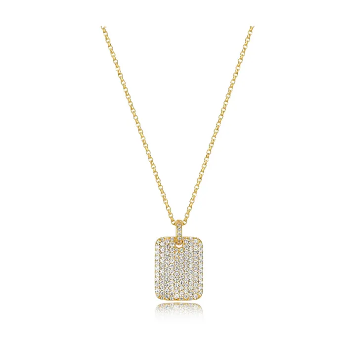 CZ Large Rectangle Pave Necklace