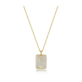 CZ Large Rectangle Pave Necklace