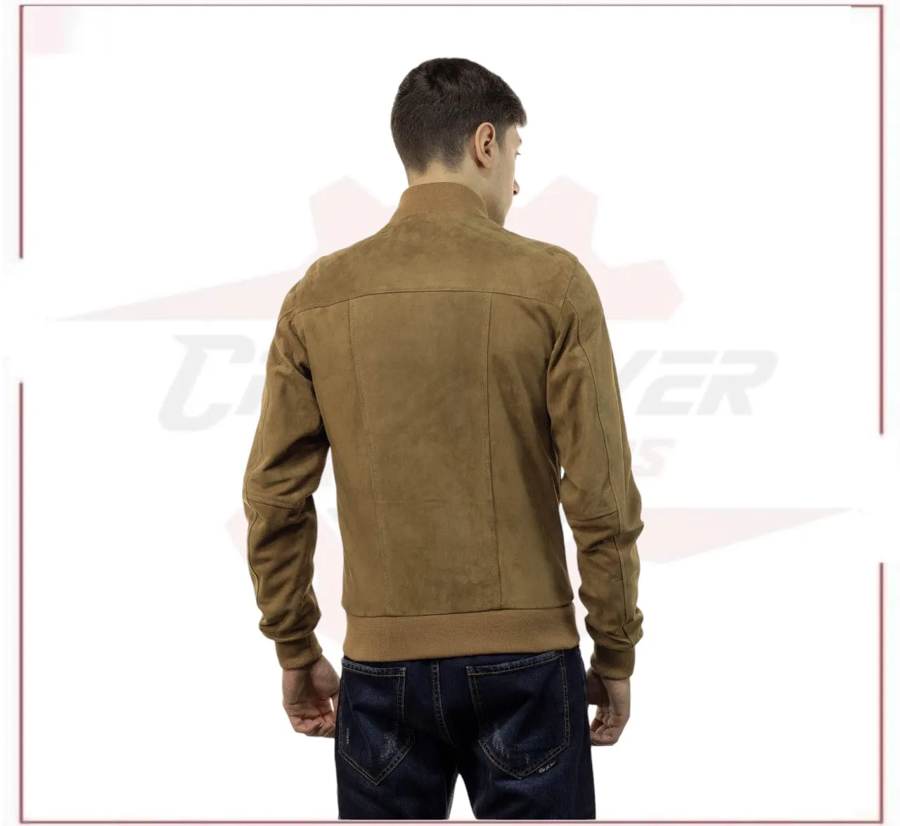 David - Men's Bomber Jacket in Genuine Honey Suede Leather