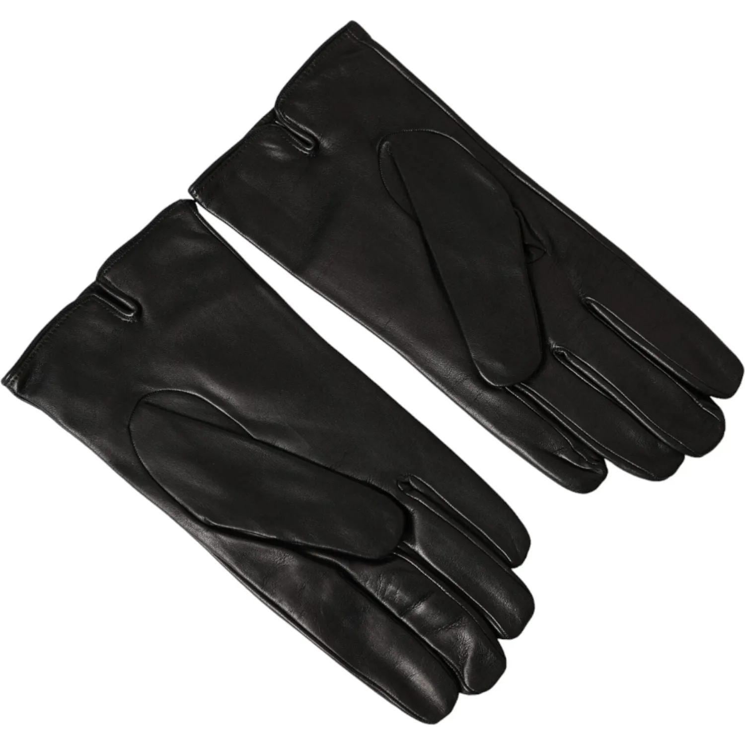 Dolce & Gabbana Black Leather Embossed Logo Short Hands Gloves