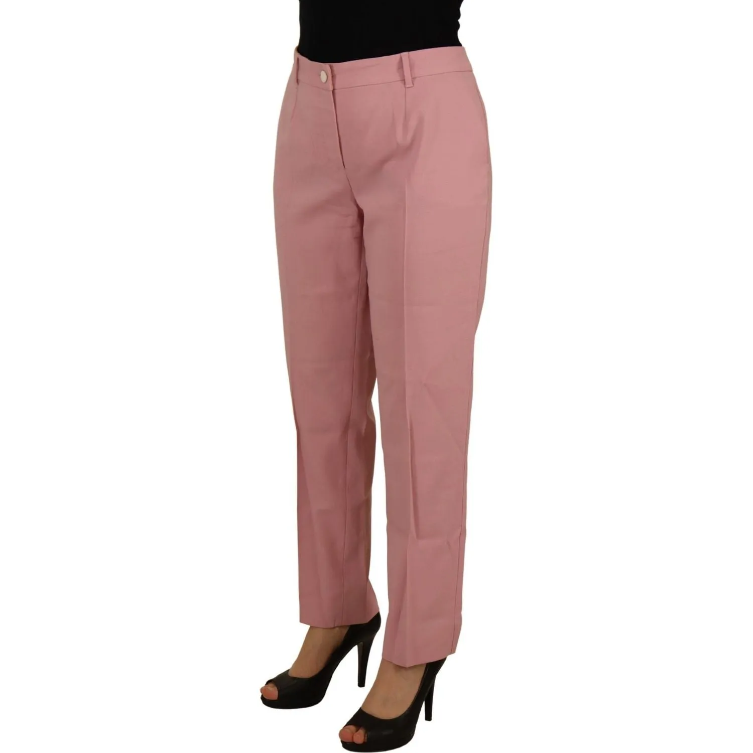 Dolce & Gabbana Chic MidWaist Virgin Wool Pink Pants