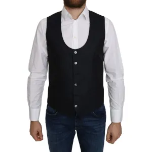 Dolce & Gabbana Elegant Blue Silk-Blend Formal Vest