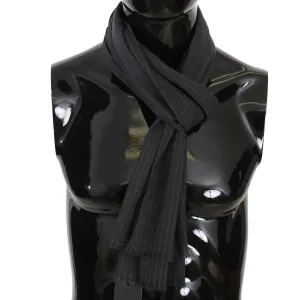 Dolce & Gabbana Elegant Gray Striped Wool Men's Scarf