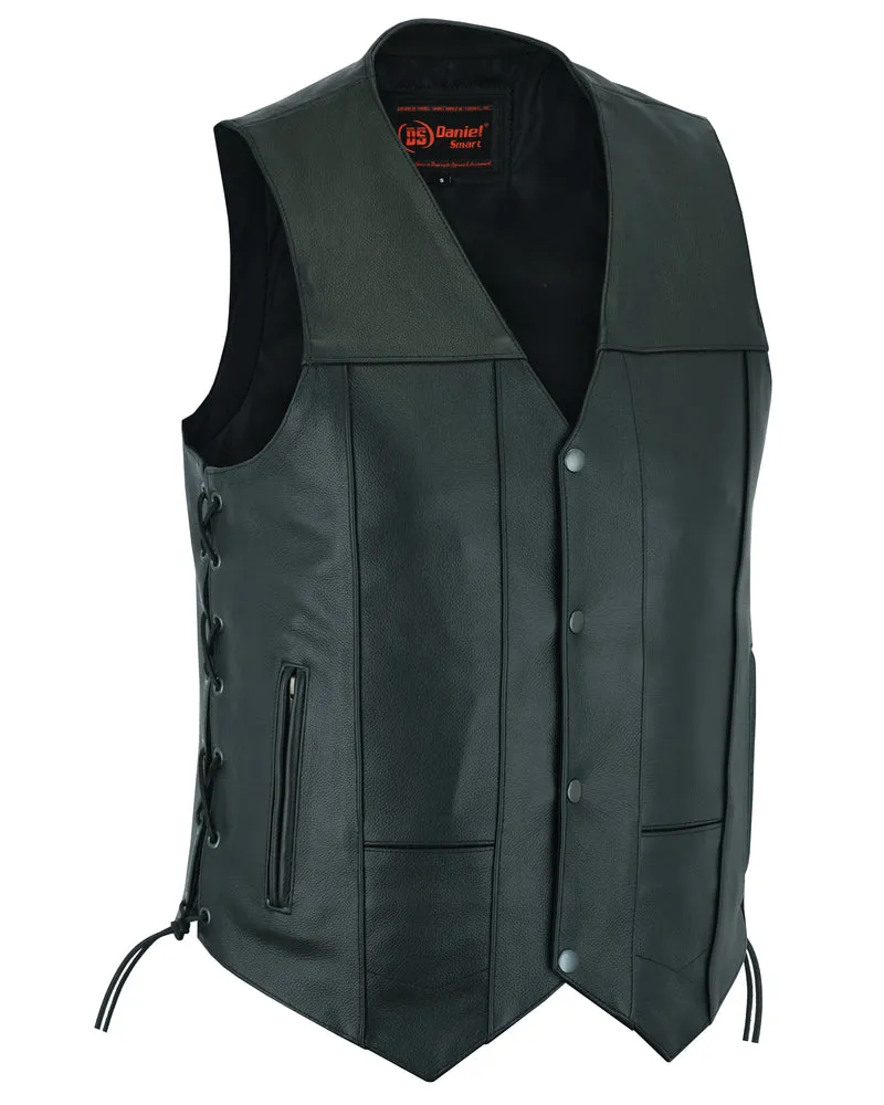 DS100 Men's Ten Pocket Utility Leather Vest