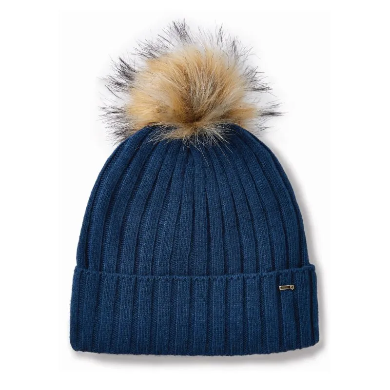 Dubarry Curlew Ladies Faux Fur Bobble Hat - Peacock Blue