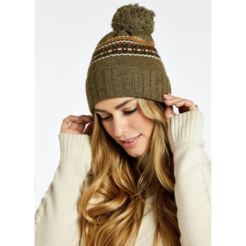 Dubarry Kilcormac Fair Isle Ladies Bobble Hat - Dusky Green