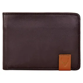 Dylan Compact Thin Trifold Leather Wallet with Multiple Compartments and Coin Pocket in Brown