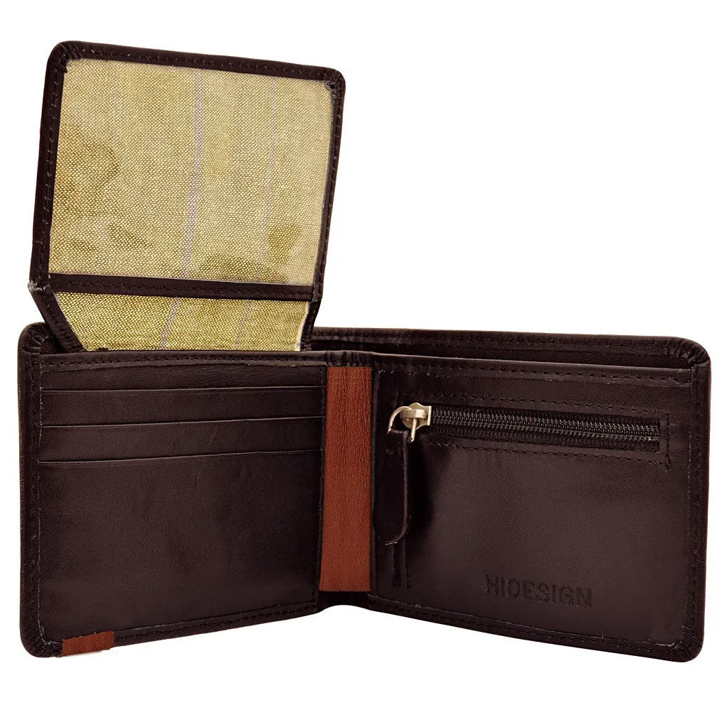 Dylan Compact Thin Trifold Leather Wallet with Multiple Compartments and Coin Pocket in Brown