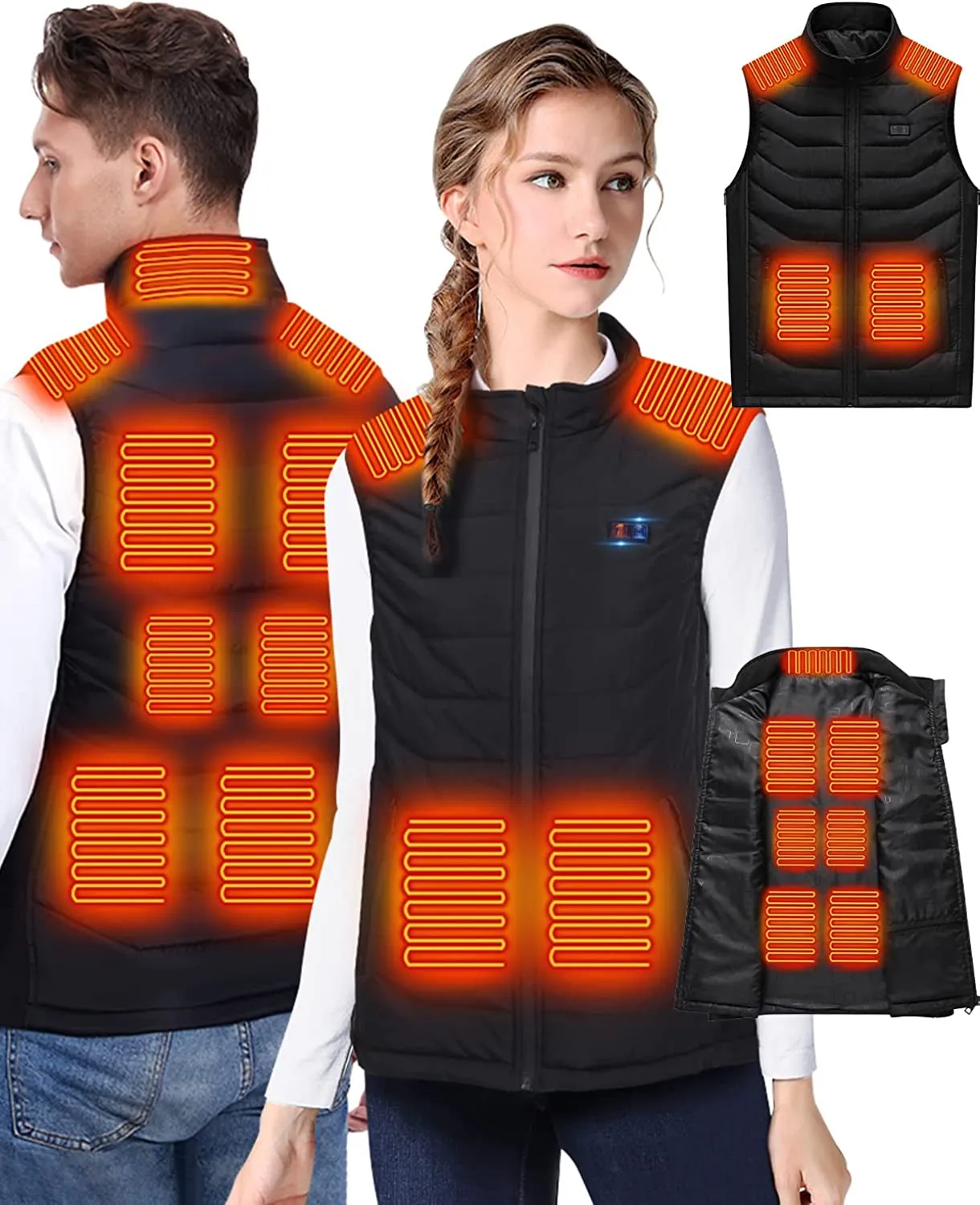 Electric Winter 11 Heating Zones  Rechargeable USB Heated Vest for Men Women