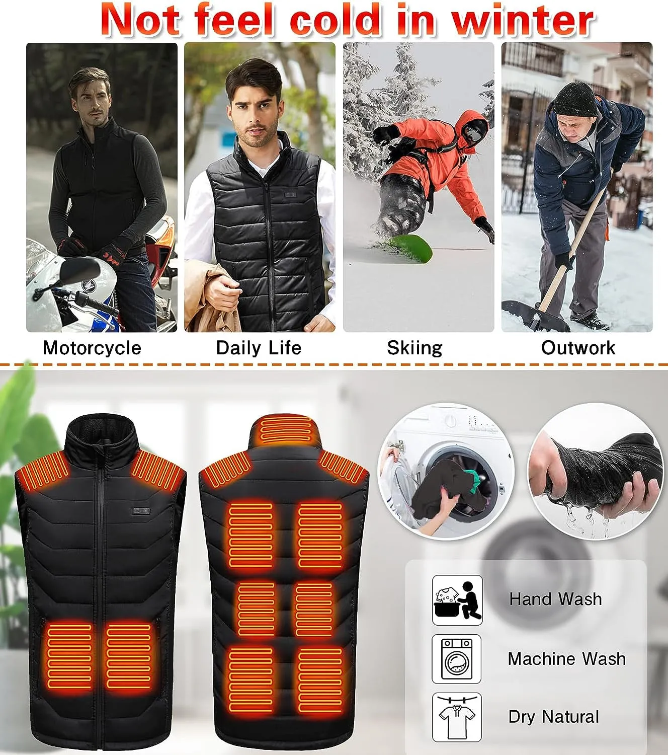 Electric Winter 11 Heating Zones  Rechargeable USB Heated Vest for Men Women