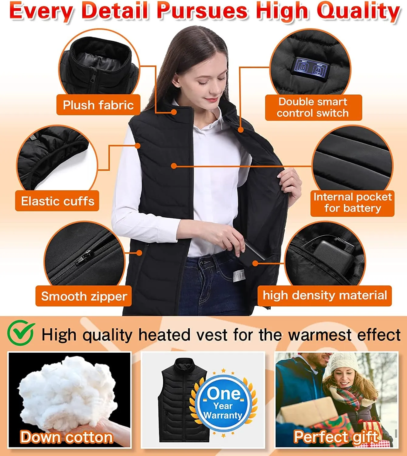 Electric Winter 11 Heating Zones  Rechargeable USB Heated Vest for Men Women