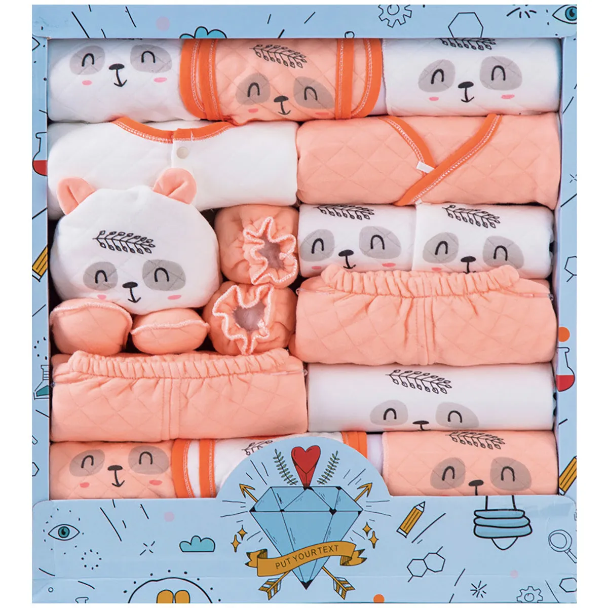 Fancydresswale Newborn Gift set for Baby boys and baby Girls | 18 piece newborn cloths and accessories set | Fits newborn to 12 months, Orange