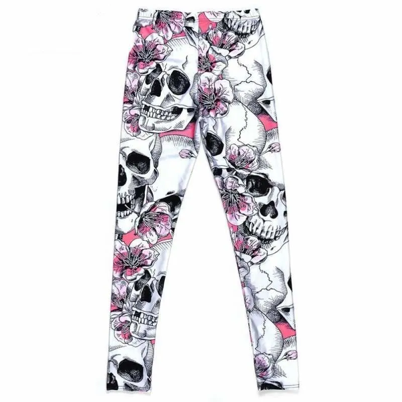 Floral Pink Skull leggings