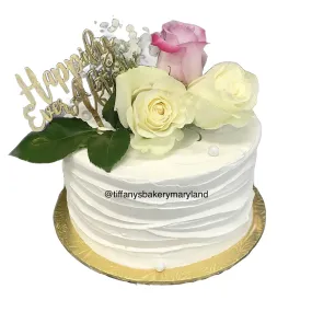 Fresh Flowers on 8" Round Cake