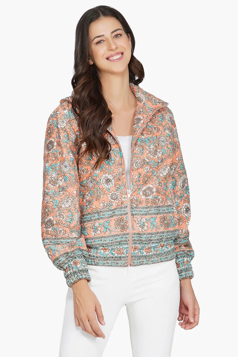 Georgia Peach Floral Bomber Jacket