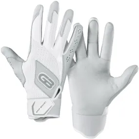 Grip Boost Loaded White Baseball Batting Gloves with Boost Plus Leather - Adult Sizes