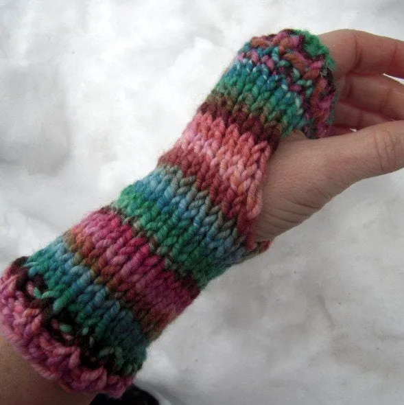 Handspun Wrist Warmers, Knitting Pattern for Handspun Yarn