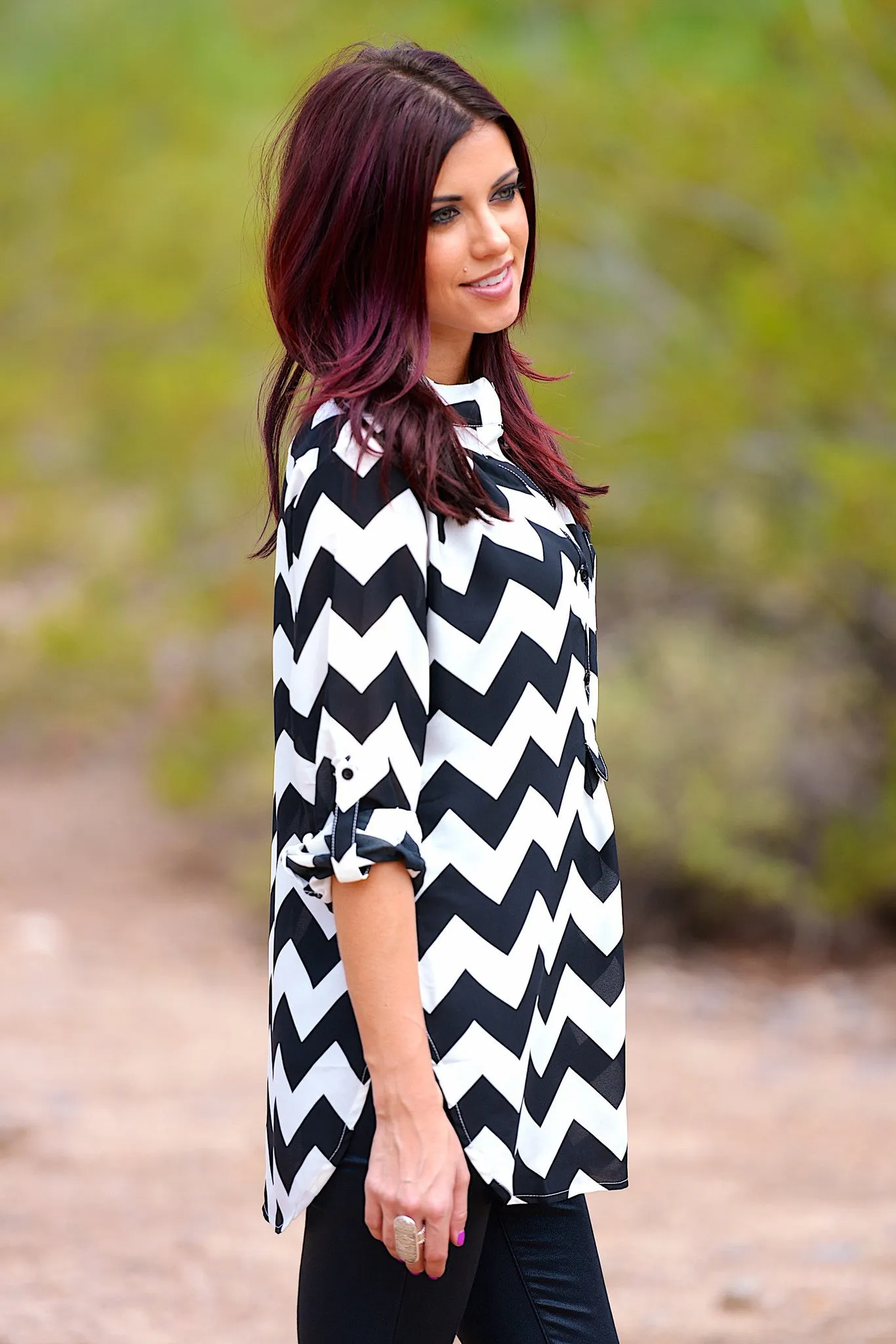 High Expectations Top - Black Chevron