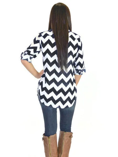 High Expectations Top - Black Chevron