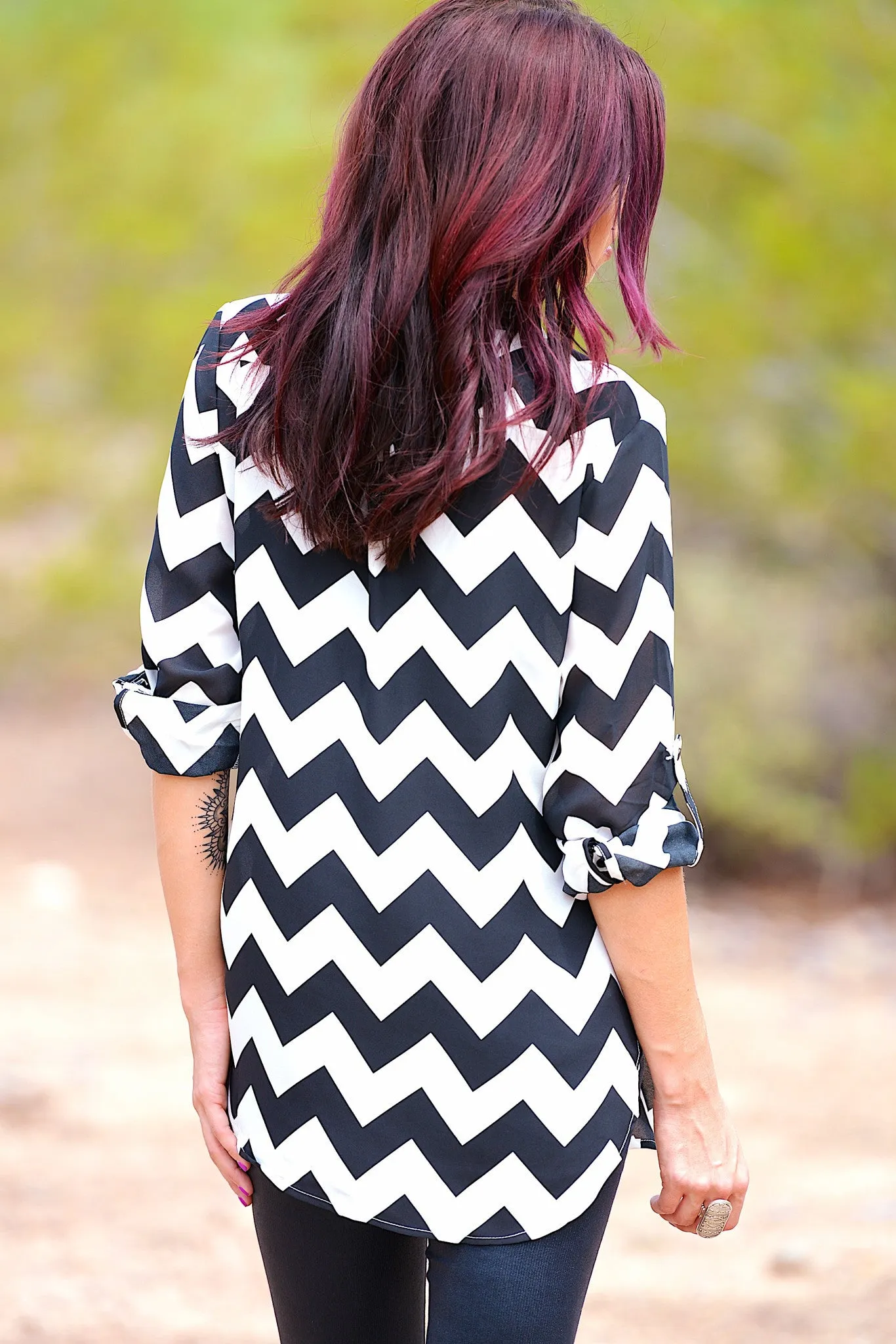 High Expectations Top - Black Chevron