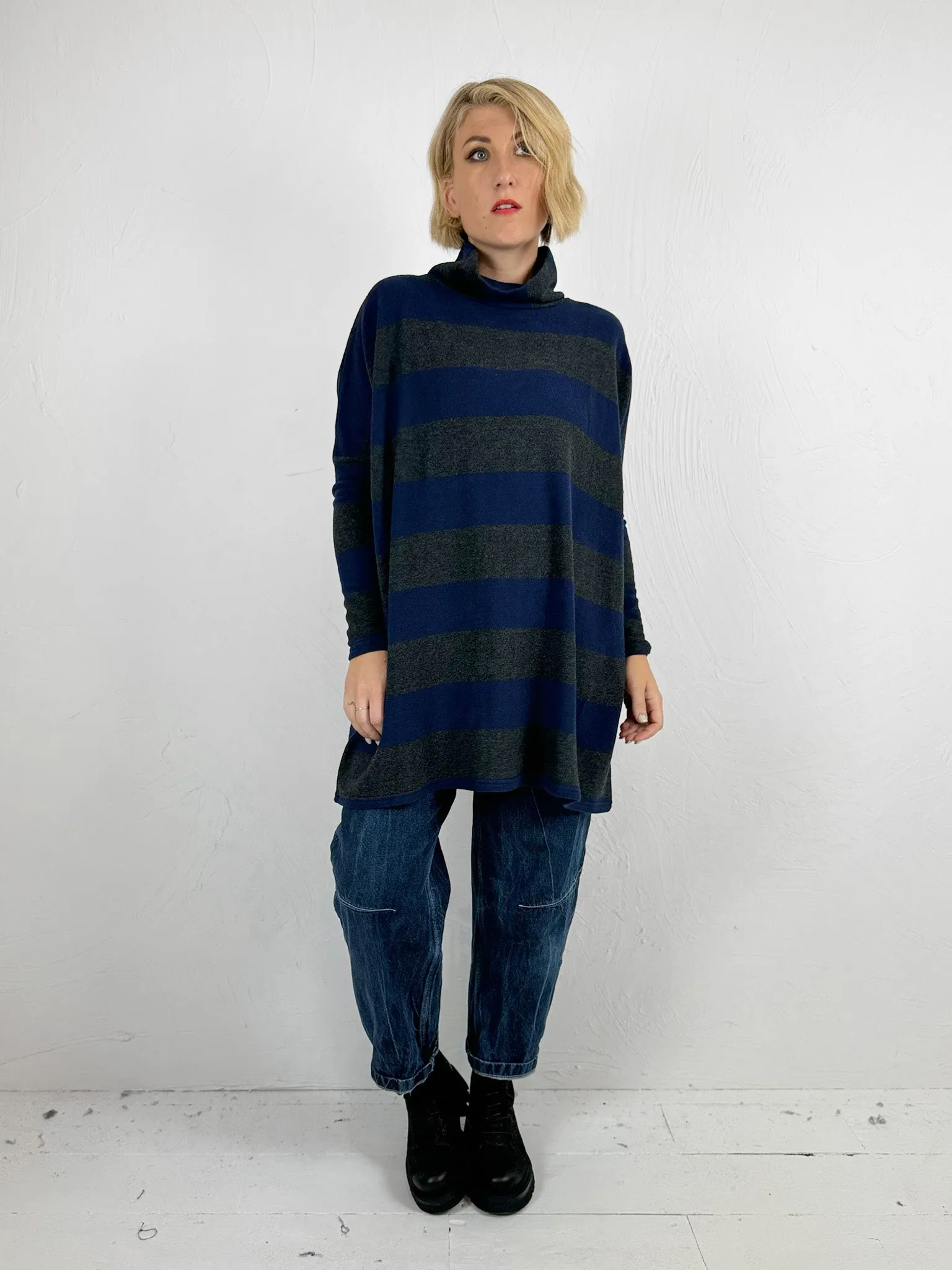 High Neck Striped Tunic - 2 Colours