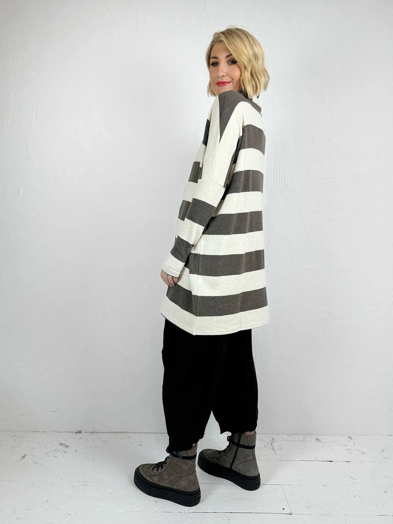 High Neck Striped Tunic - 2 Colours