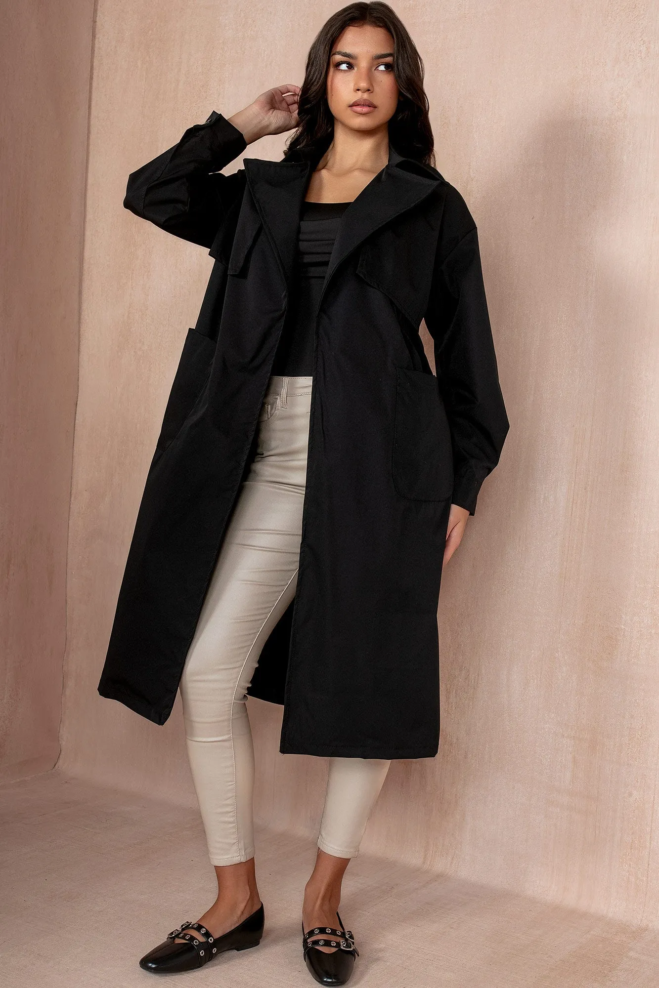 Holland Black Belted Trench Coat