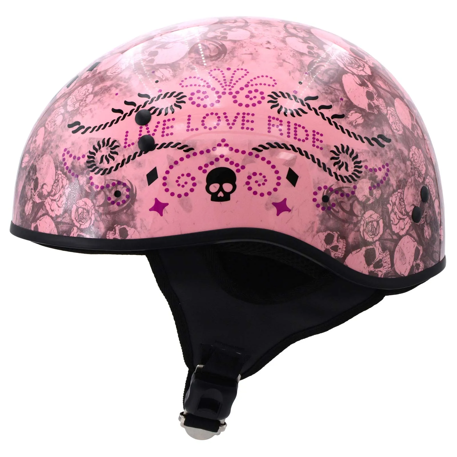 Hot Leathers HLD1048 'Live, Love Ride' Gloss Pink Motorcycle DOT