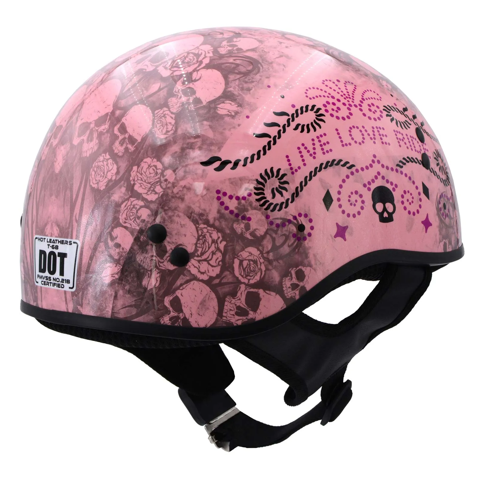 Hot Leathers HLD1048 'Live, Love Ride' Gloss Pink Motorcycle DOT