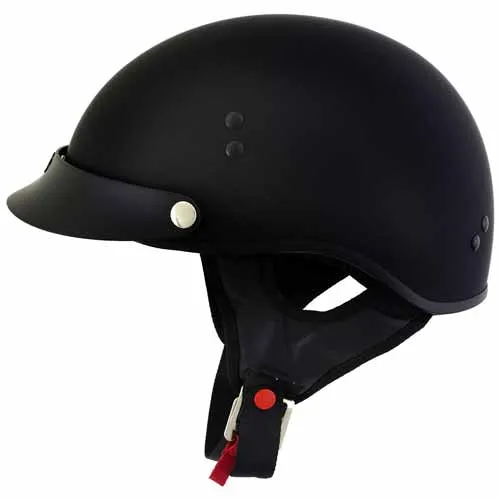 Hot Leathers HLT70 'Stealth' Flat Matte Black Motorcycle DOT Skull Cap Classic Half Helmet