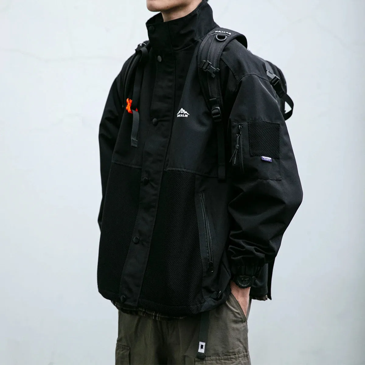 Japanese Streetwear Stand Collar Hiking Jacket - Waterproof Coat