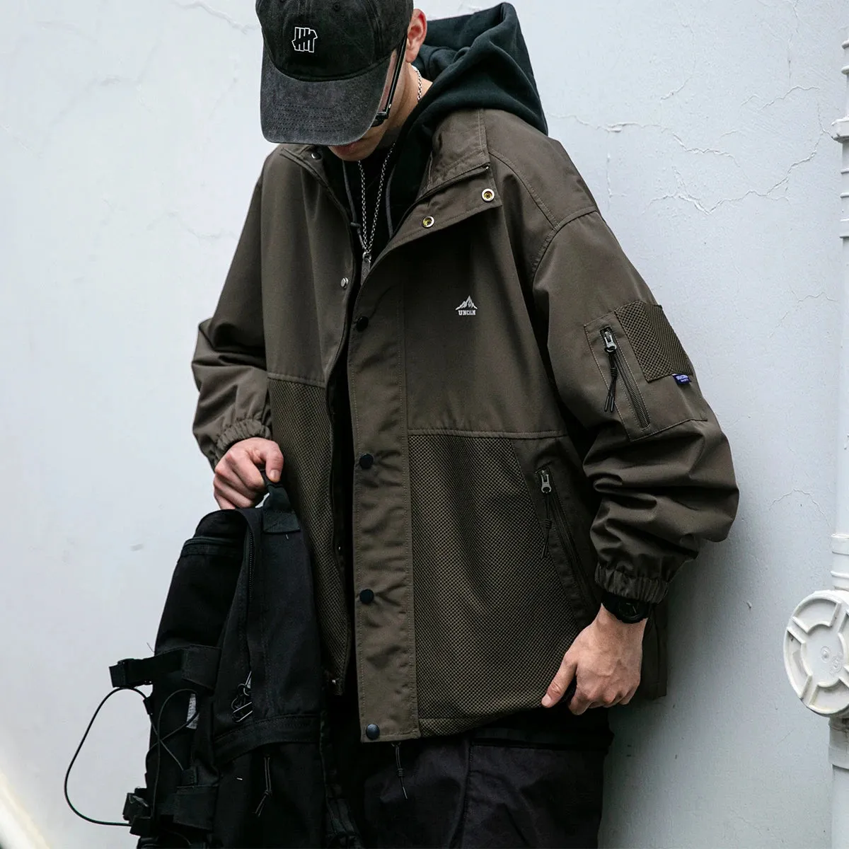 Japanese Streetwear Stand Collar Hiking Jacket - Waterproof Coat