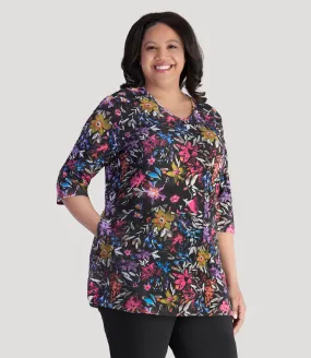 Junonia 3/4 Sleeve Pocketed Tunic Floral Forest