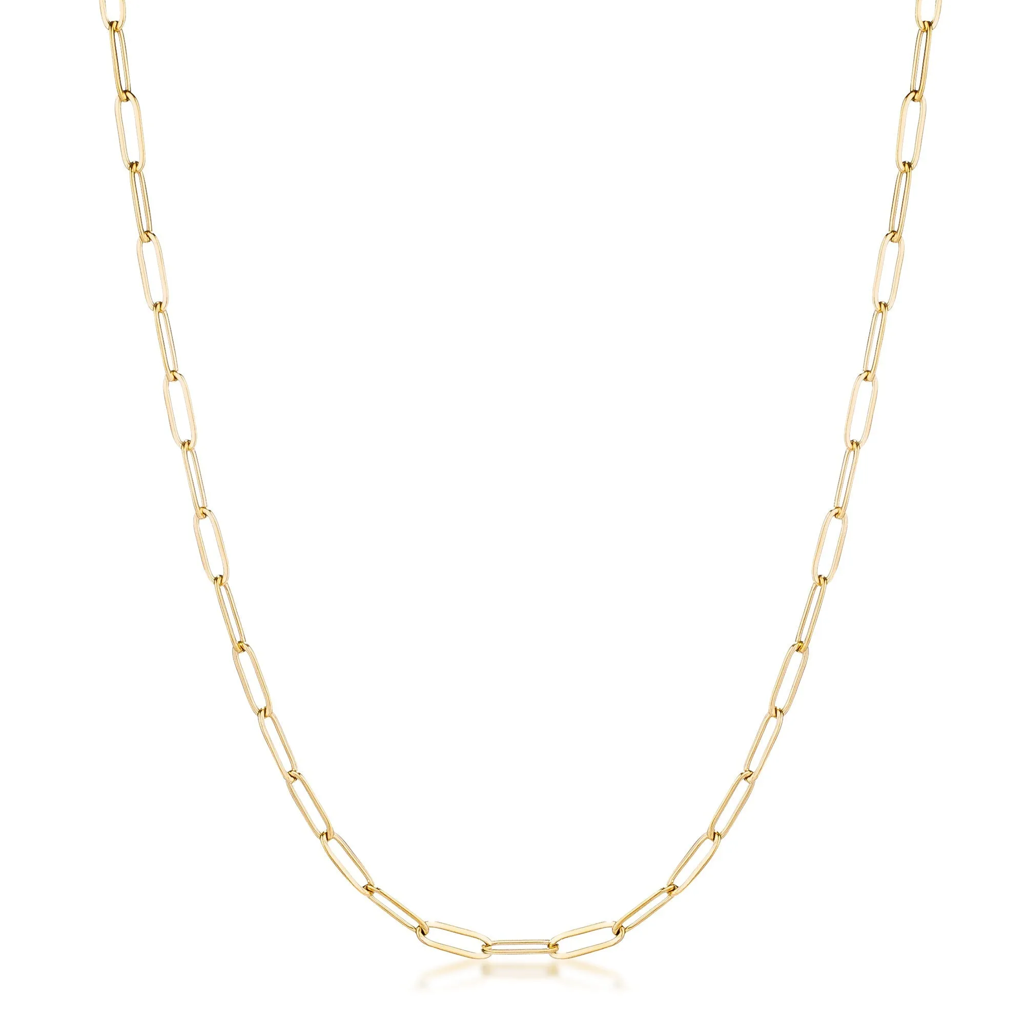 Kaylee 16” Gold Petite Paperclip Chain Linked Necklace