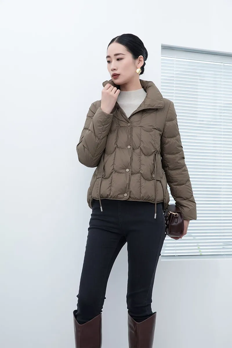 Khaki Grey Short Winter Down Jacket