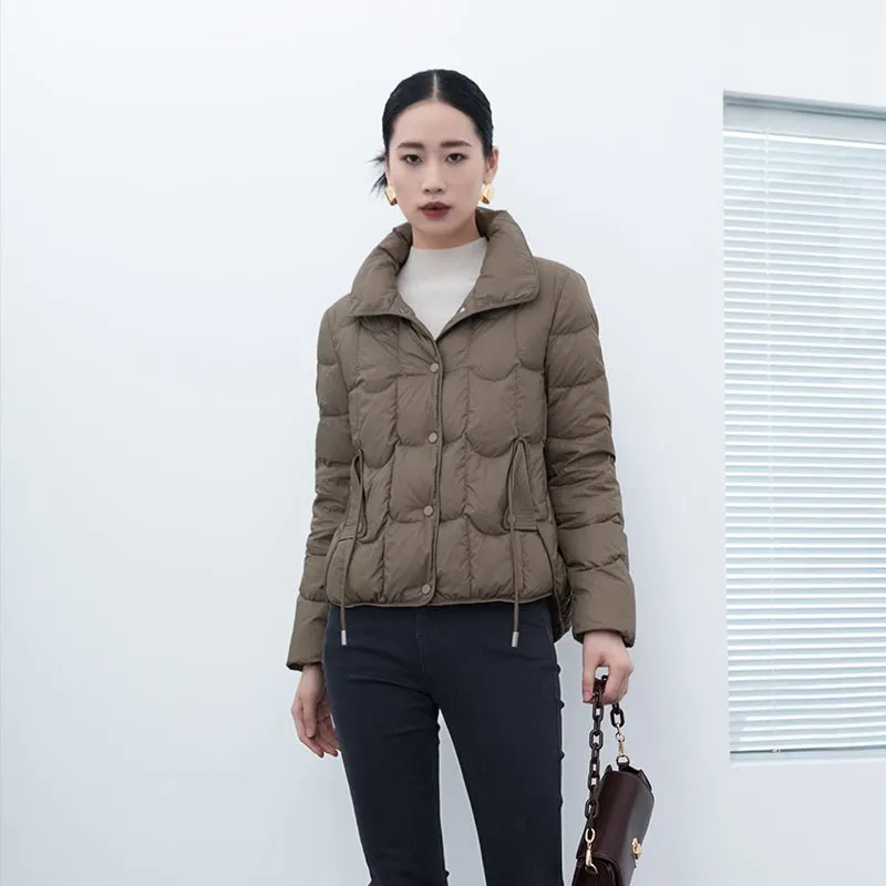 Khaki Grey Short Winter Down Jacket