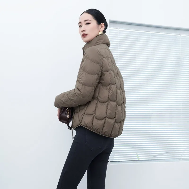 Khaki Grey Short Winter Down Jacket