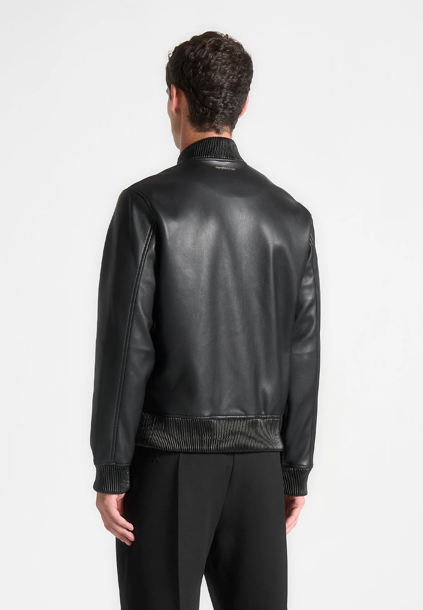 Leather Bomber Jacket - Black