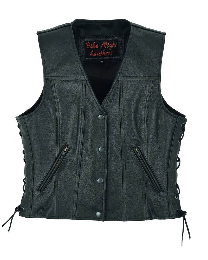 Leather Her Miles Single Panel Concealment Bike Night Leather Vest