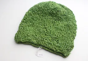 Light Weight and Soft Hand Knitted Green Hemp Beanie, Hemp Cap