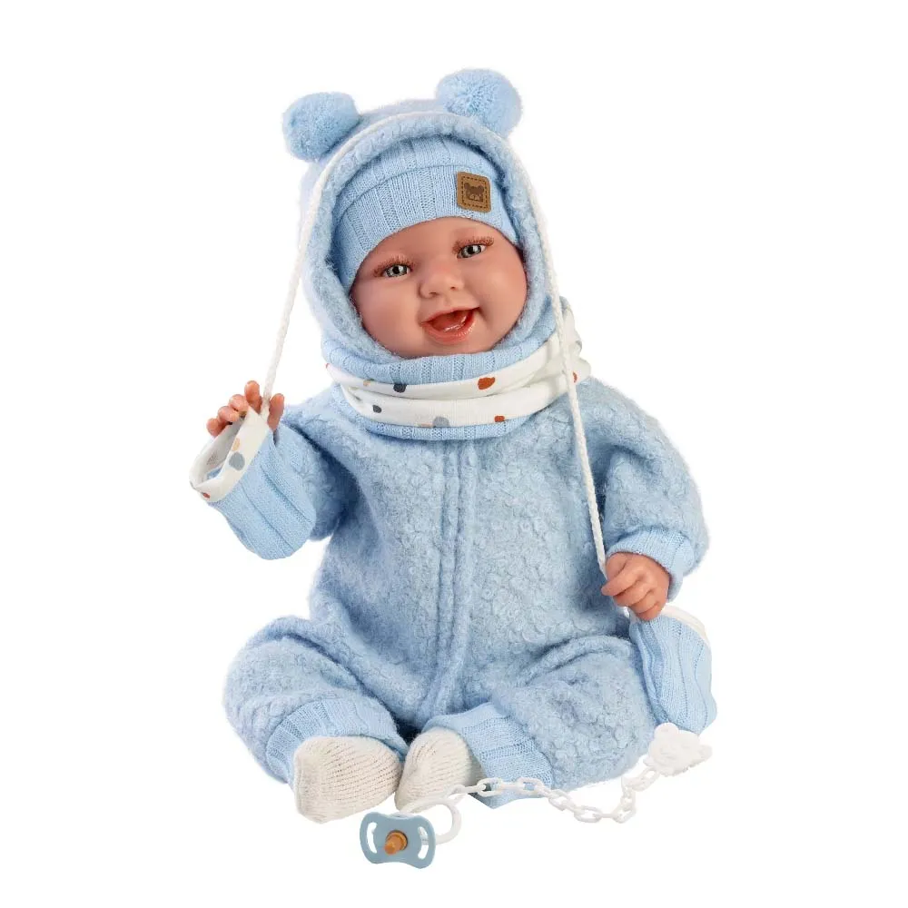 Llorens - Baby Boy Doll with Laughing Mechanism, Clothing & Cushion: Talo 44cm