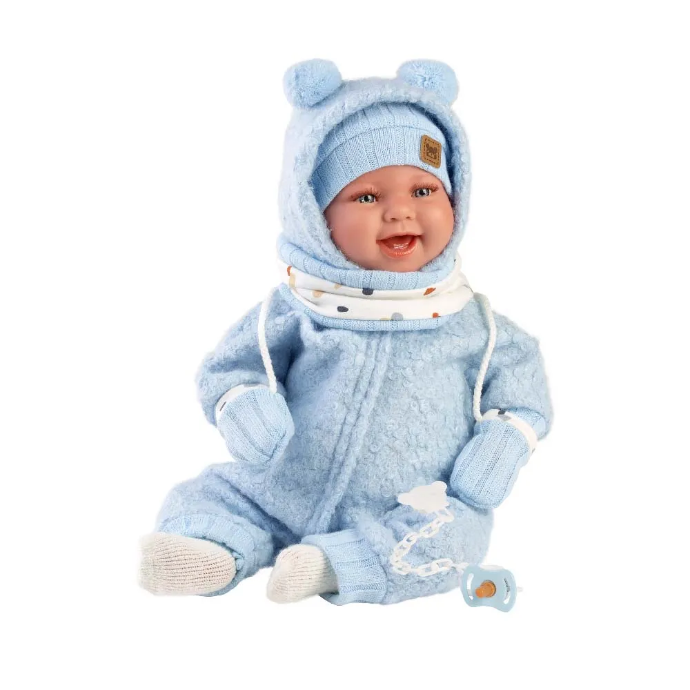 Llorens - Baby Boy Doll with Laughing Mechanism, Clothing & Cushion: Talo 44cm