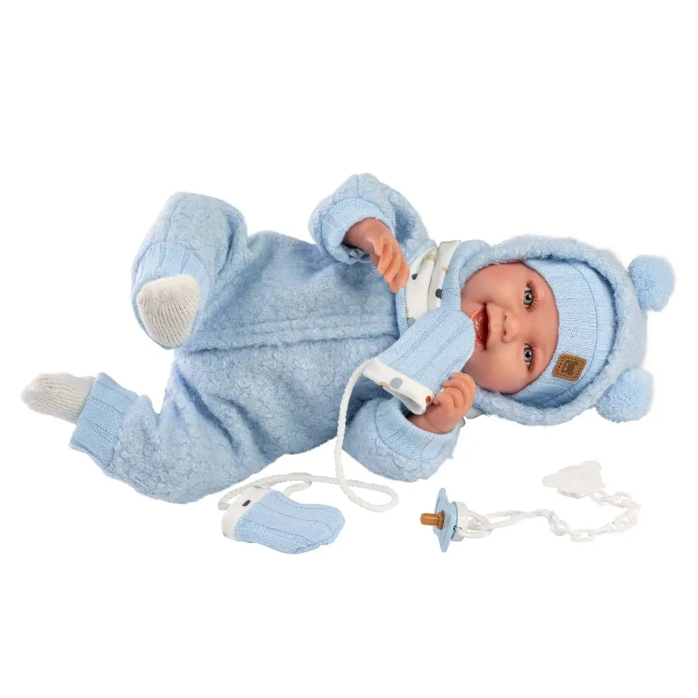 Llorens - Baby Boy Doll with Laughing Mechanism, Clothing & Cushion: Talo 44cm