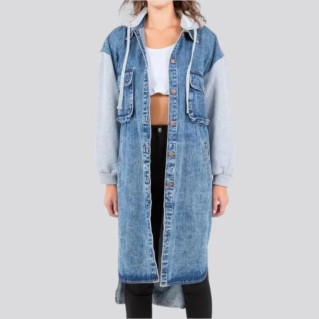 Long women's denim jacket