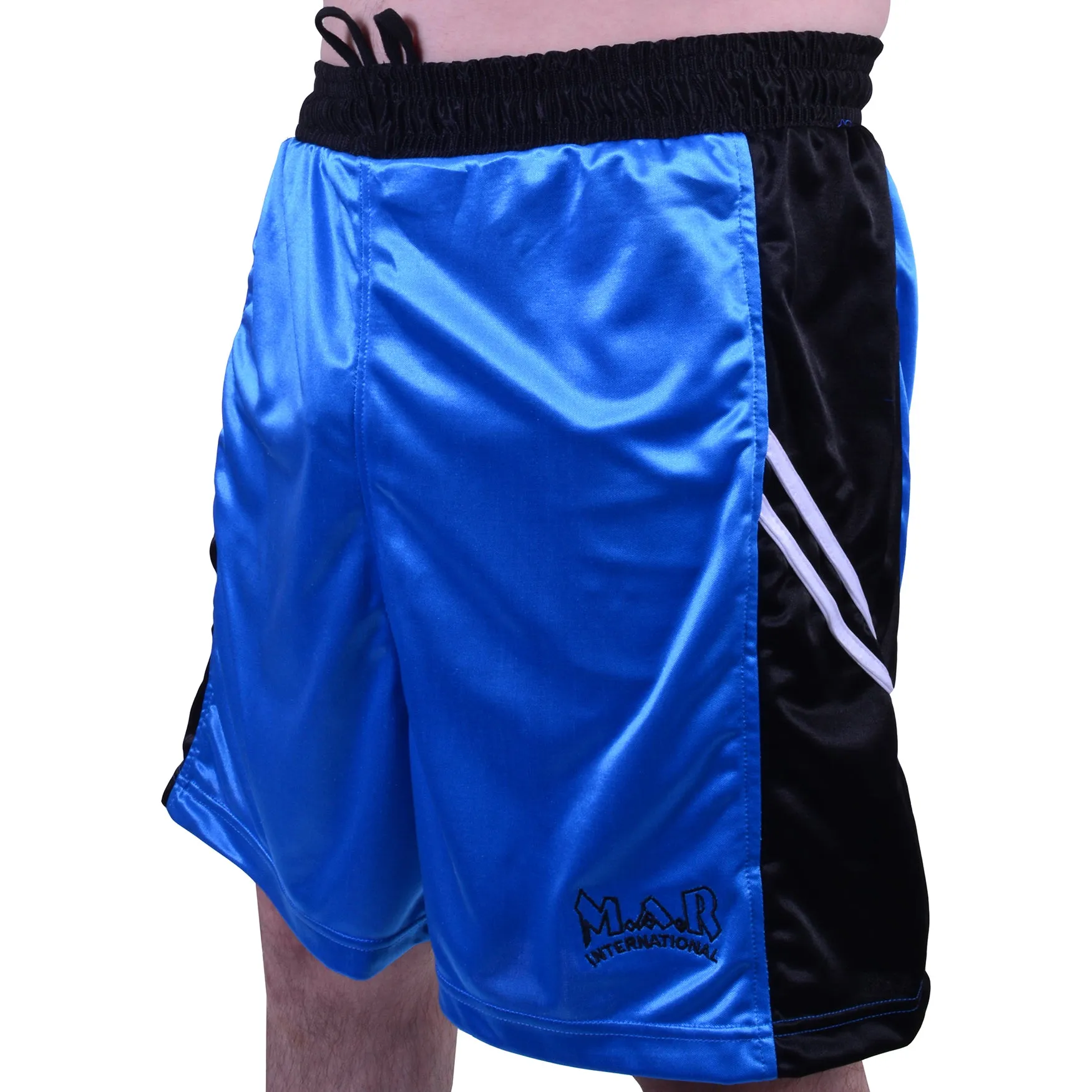 MAR-100A | Blue & Black Boxing Shorts & Vest w/ White Lines